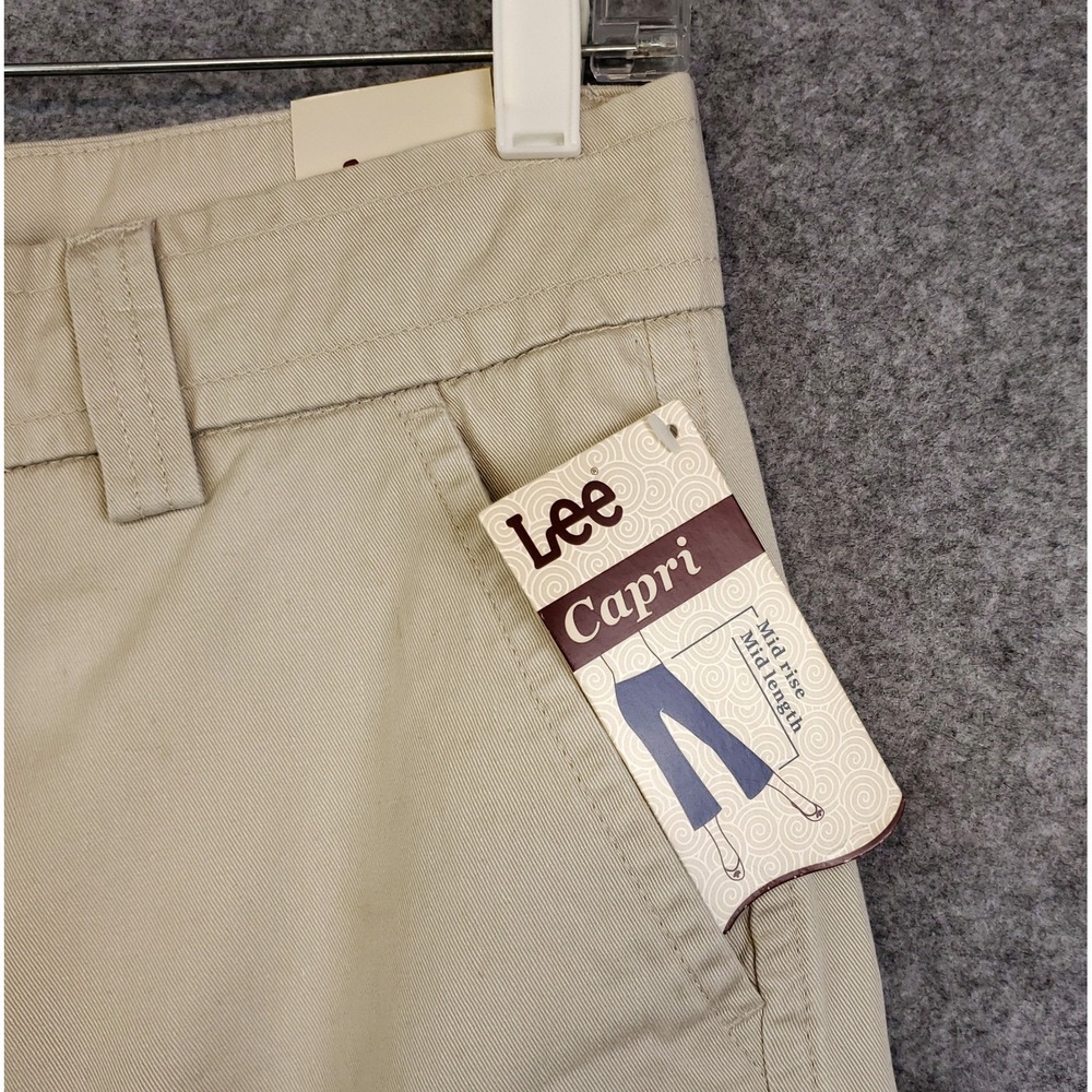 NEW Lee Capri Khaki Cargo Mid Rise 100% Cotton Women's Size 12